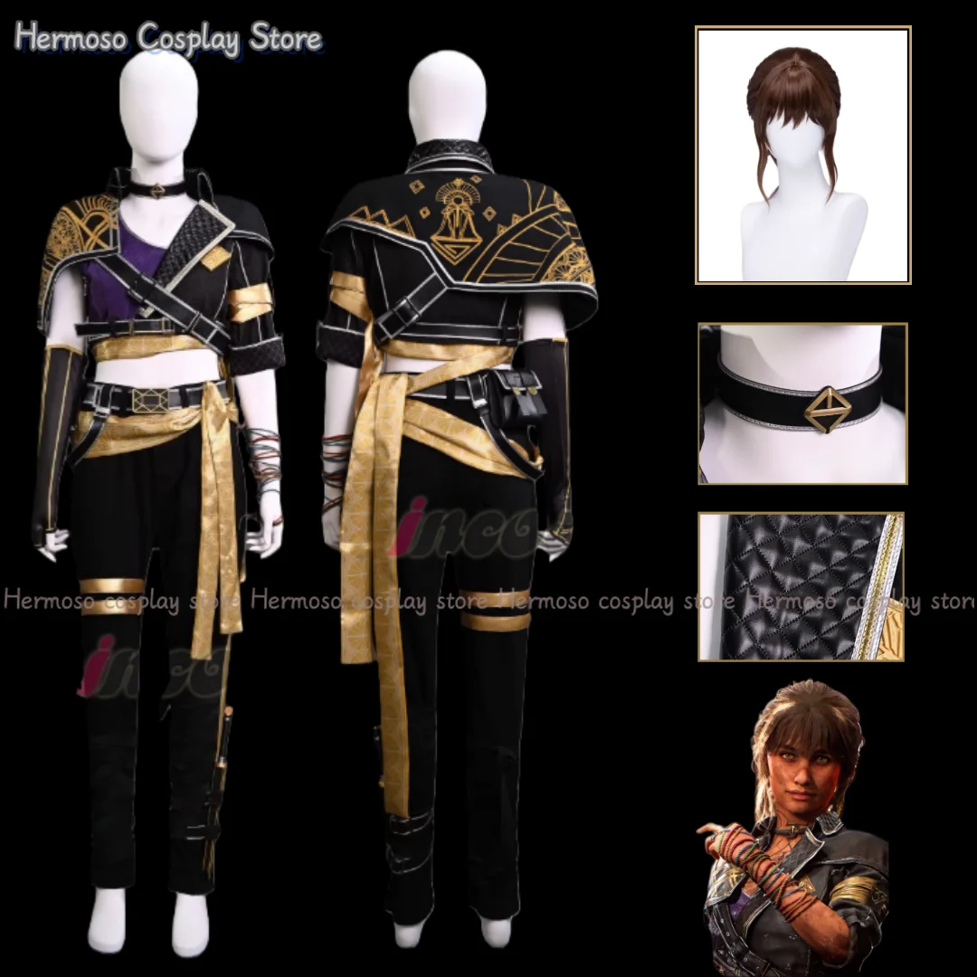 Sciel Cosplay-Kostüm, Perücke, Clair Obscur Expedition 33, dunkle Kurzarmjacke, schmale Hose, Damen-Halloween-Expeditions-Outfits Image