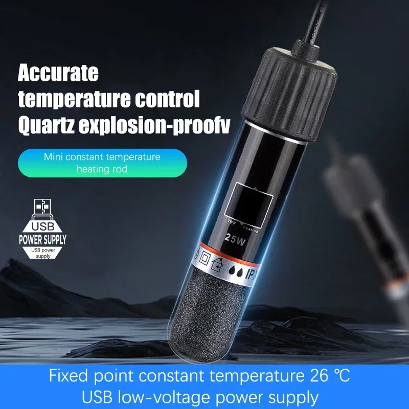 10W USB Mini-Aquarium-Heizstab für kleine Fischbecken 26 ° C Konstante Temperatur Aquarium Heizstab Tauchthermostat Heizgerät Image