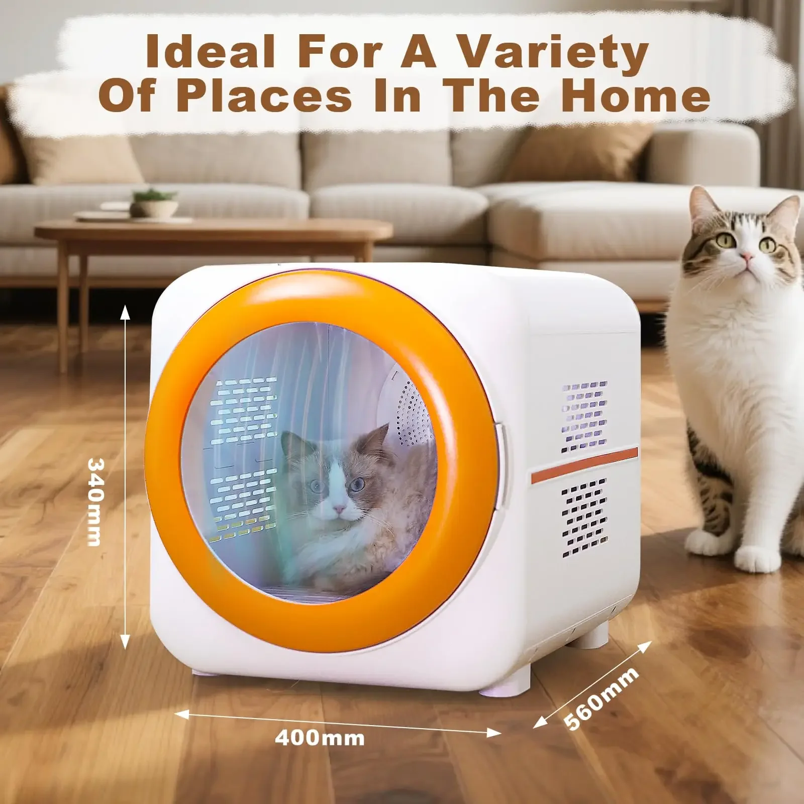 Haustier-Trockner-Box, 53 l, mit 30 Millionen negativen Ionen, große Box für Katzen, Hunde, intelligente Touchscreen-Temperaturregelung, Haustier-Haartrockner