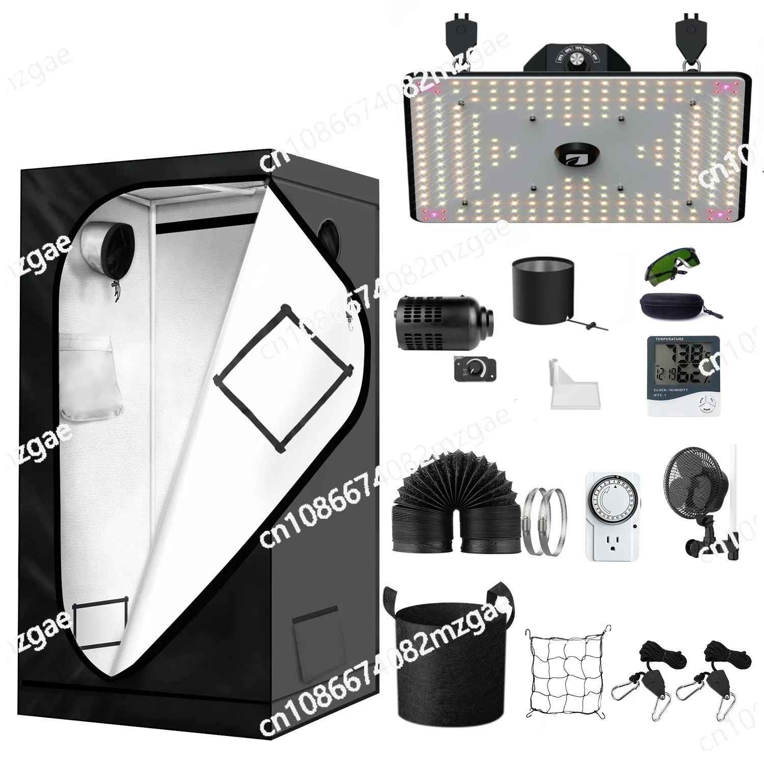 Komplettes Pflanzzeltset mit Pflanzenlichtfilter und Ventilator für Zimmerpflanzenwachstumsset und kontrollierte Umgebung Image