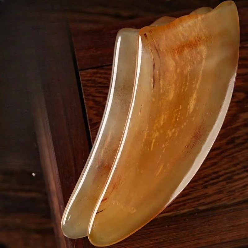 Natürliches Ochsenhorn-Gua-Sha-Brett, ein universelles Körpermassagebrett zur Blockierung von Meridianen und Schönheit Image