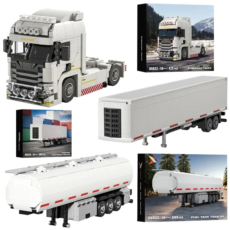 304-699PCS Europäischen Lkw Kopf Bausteine Kreative Anschließbare Container Anhänger Modell Bricks Diy Spielzeug Für Kinder Urlaub geschenk Image