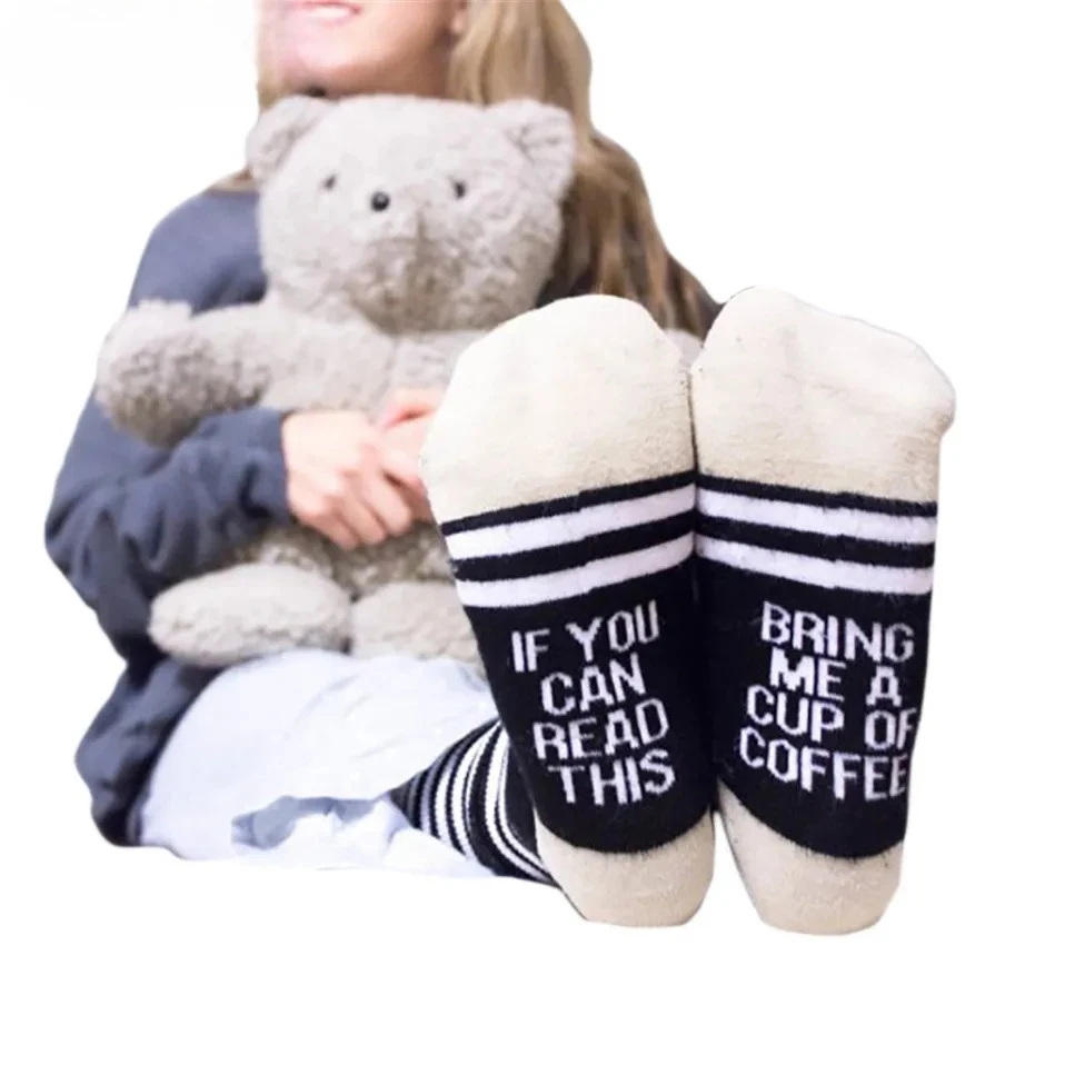 Casual Frauen Wein Socken Wenn Sie dies Lesen Gestreiften Socken Frauen Mode Designer Stil Warme Baumwolle Lustige Socken Drop Shipping Image