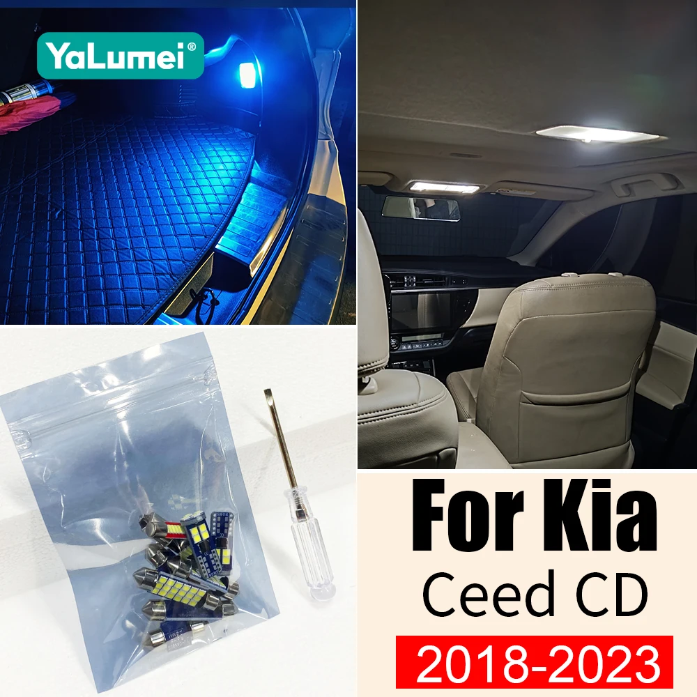 12PCS 12V LED Auto Lesen Lichter Handschuh Box Stamm Lampen Eitelkeit Spiegel Lampen Für Kia Ceed CD 2018 2019 2020 2021 2022 2023 SW GT