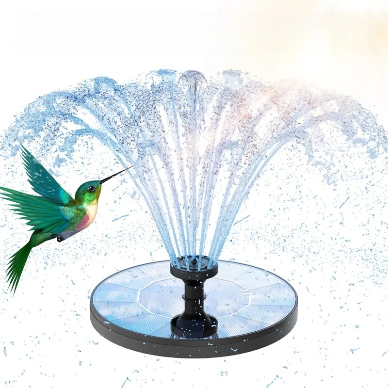 Neue 1 W/1,5 W/2,5 W/3,5 W Outdoor Solar Brunnen Wasserpumpe Vogel Bad Brunnen mit 6 Düsen Geeignet für Hof Garten Pools Image