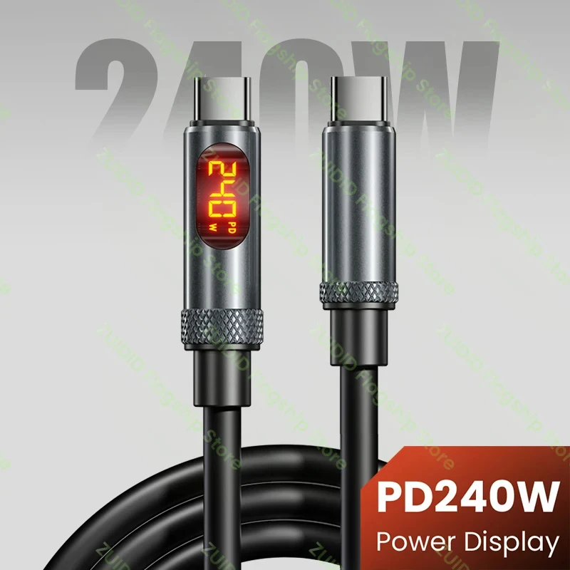 240 W Smart Digital Display Silikon USB C zu Typ C Superschnelles Ladekabel für iPhone 16 15 Pro Max Plus Huawei Xiaomi Samsung Image