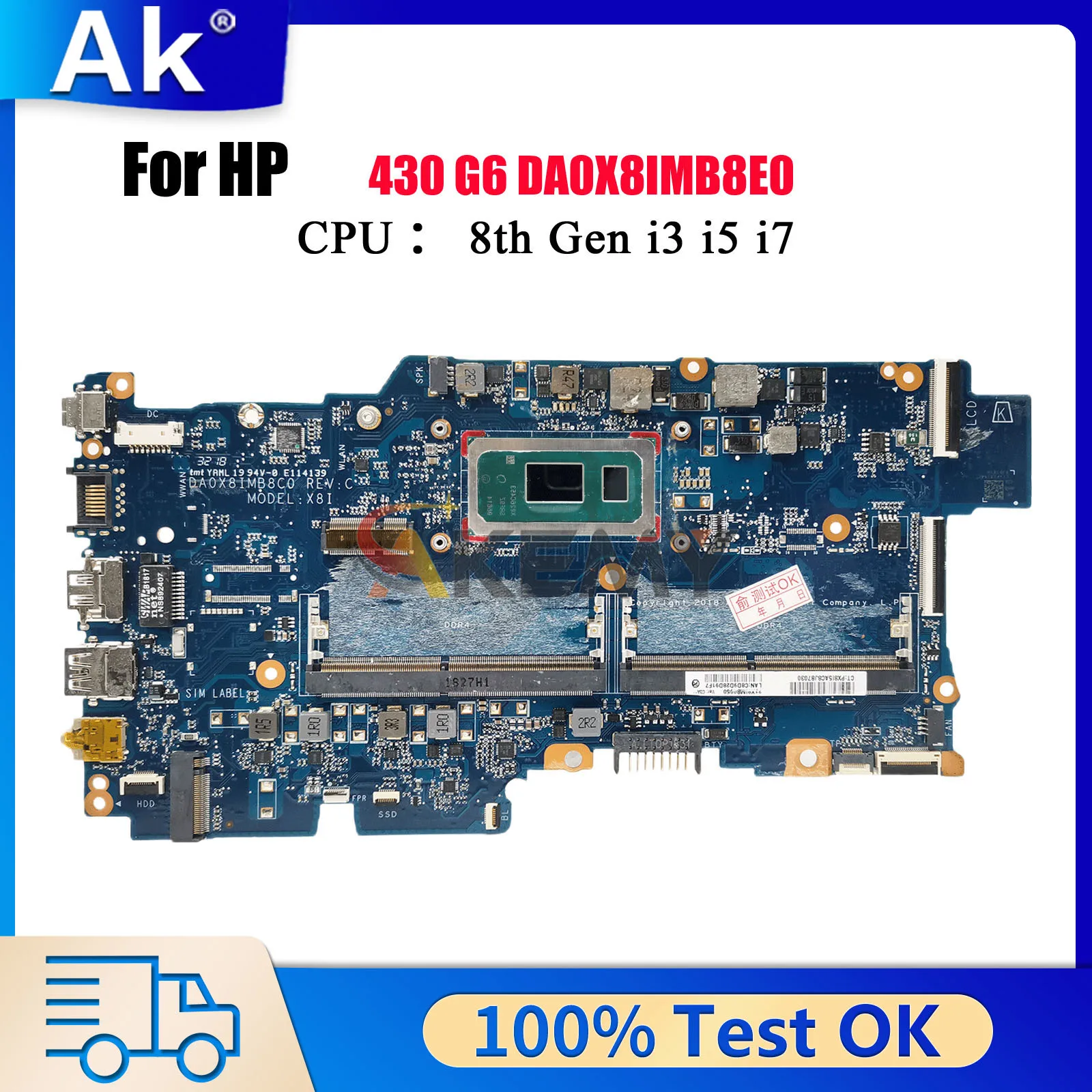 DA0X8IMB8E0 Für HP ProBook 430 G6 Laptop Motherboard Mit i3 i5 i7 8th Gen CPU UMA L44508-001 L44502-001 100% Vollständig Getestet Image