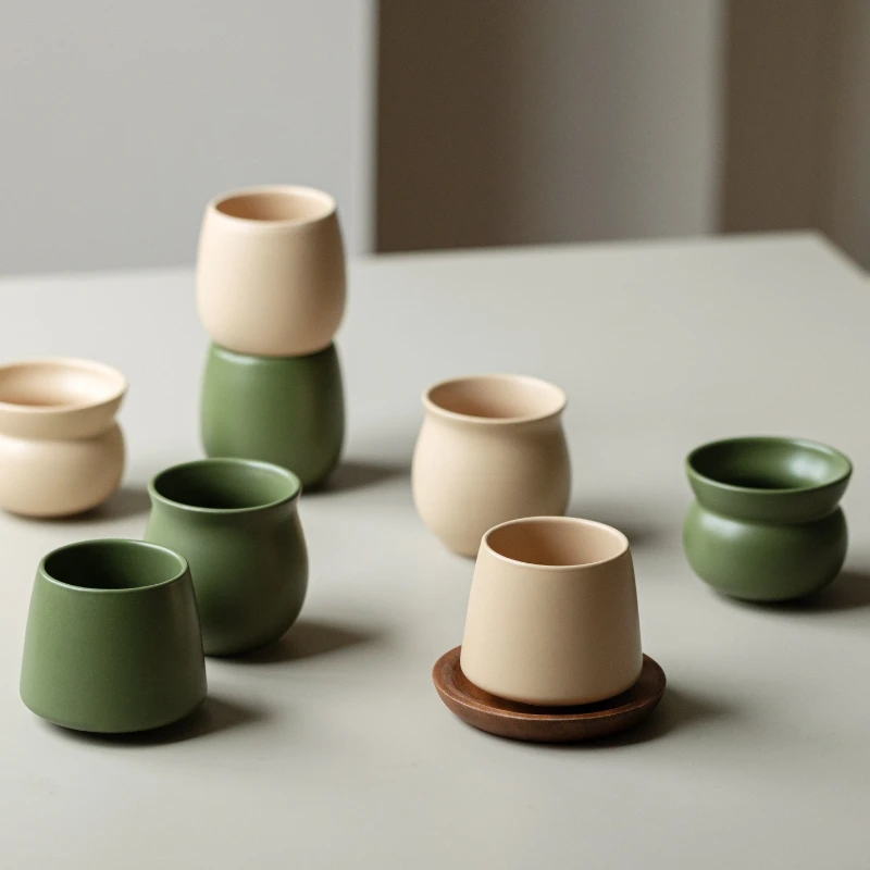 Vintage-Keramik-Trinkbecher für Espresso, Eiskaffee, Tee, Milch, Wasser, Retro-Stil, kleiner Heimgebrauch, Mehrzweck-Getränkeglas Image