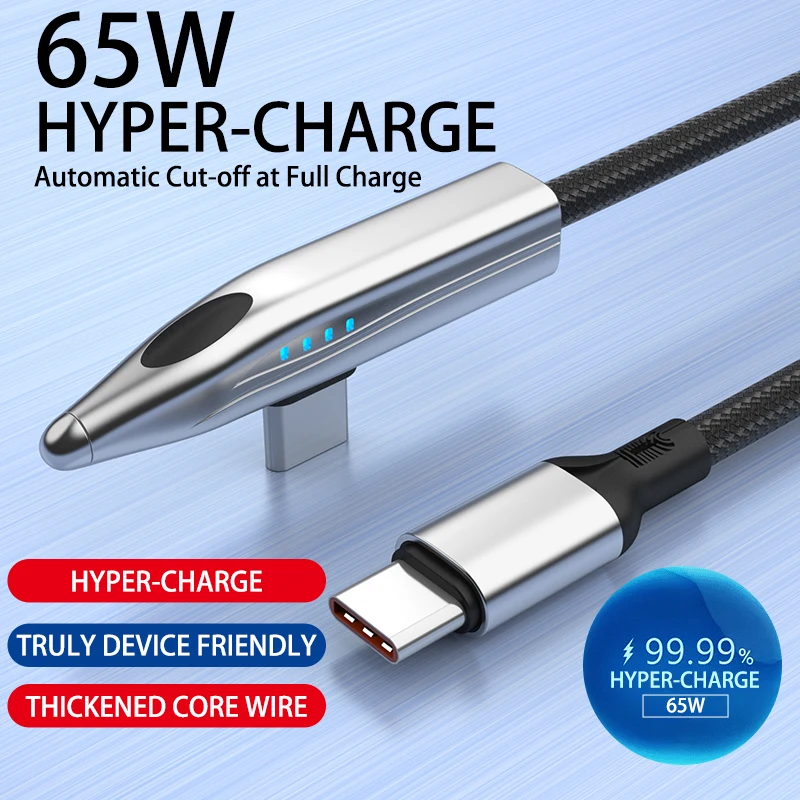 NNBILI 100 W Schnelllade-USB-C-Kabel, 90-Grad-Winkel, 65 W, USB-C auf Typ-C-Ladegerät für iPhone 16 15 Pro, MacBook Max, iPad, Samsung Image