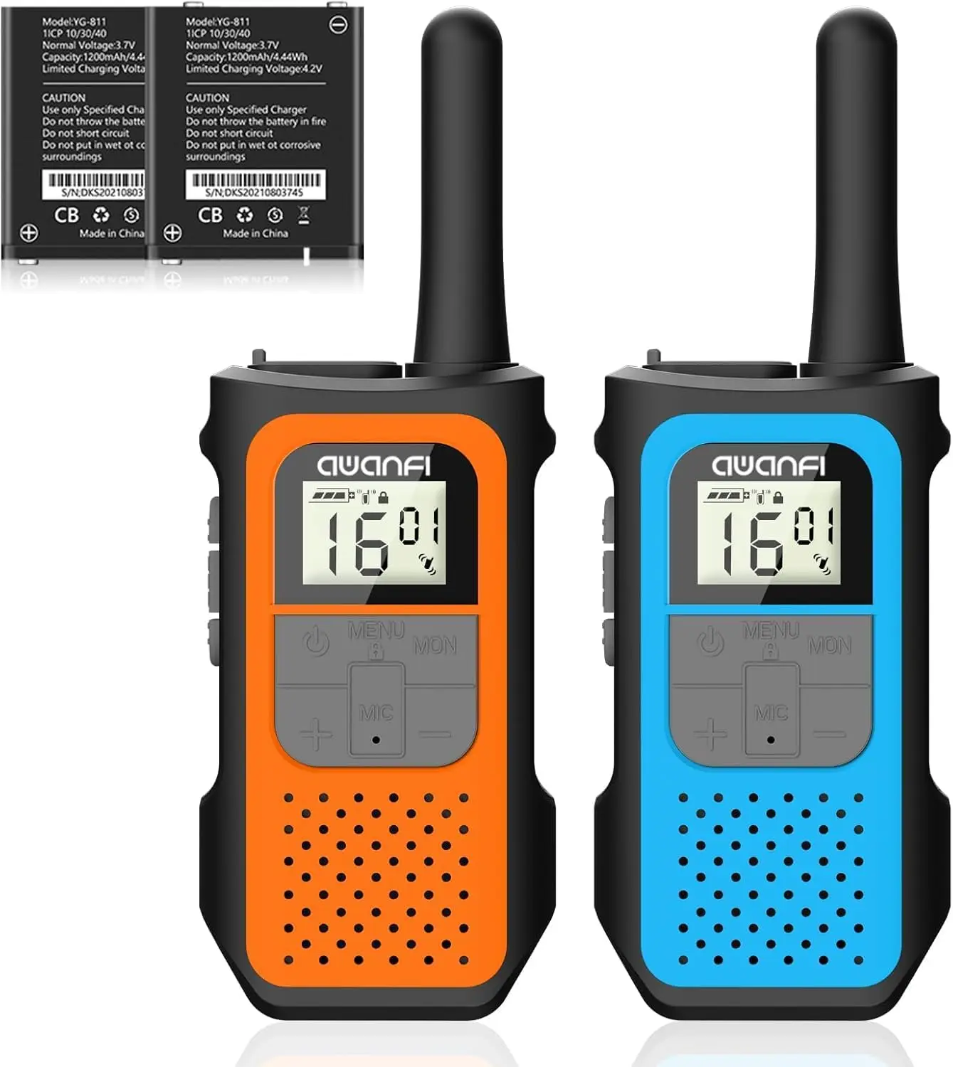 2er-Pack Walkie-Talkies für Erwachsene und Kinder, wiederaufladbare Funkgeräte mit großer Reichweite und VOX für Camping, Wandern, Radfahren Image
