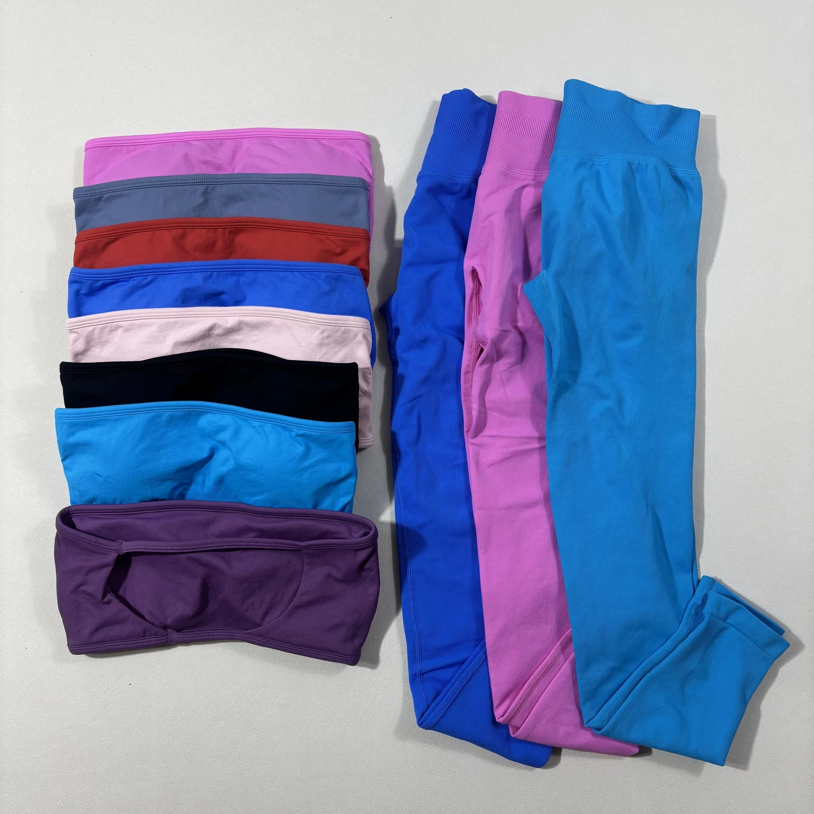 Pericic 2-teiliges Fitness-Set für Damen Rückenfreier Bandeau-Sport-BH Geraffte Leggings Yoga-Bekleidung Outfits Sets Yoga-Set Trainingskleidung