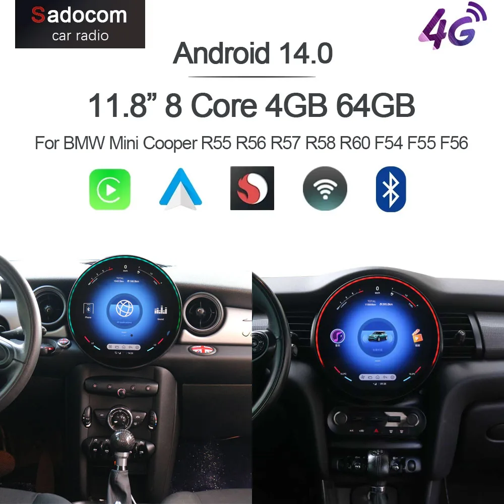 Carplay DSP 8GB 128GB 11,8 "Android 14,0 Auto Radio Player multimedia Für BMW Mini Cooper R55 R56 R57 R58 R60 F54 F55 F56 NBT Image