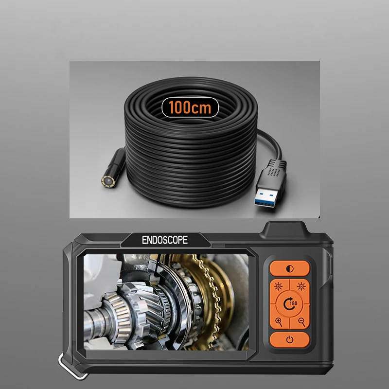 4,3-Zoll-IPS-Bildschirm, Industrie-Endoskop, 8 mm Einzel-Doppelkamera, geteiltes Design, starres Kabel, IP67, Endoskop-Inspektionskamera für Auto Image