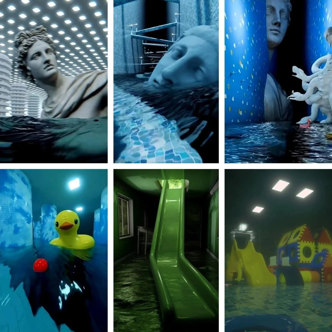 60 Stück Poolcore Dreamcore Liminal Space Theme Retro-Aufkleber für Siegel, Collagen, Tagebücher, Tagebuch, Sammelalbum Image