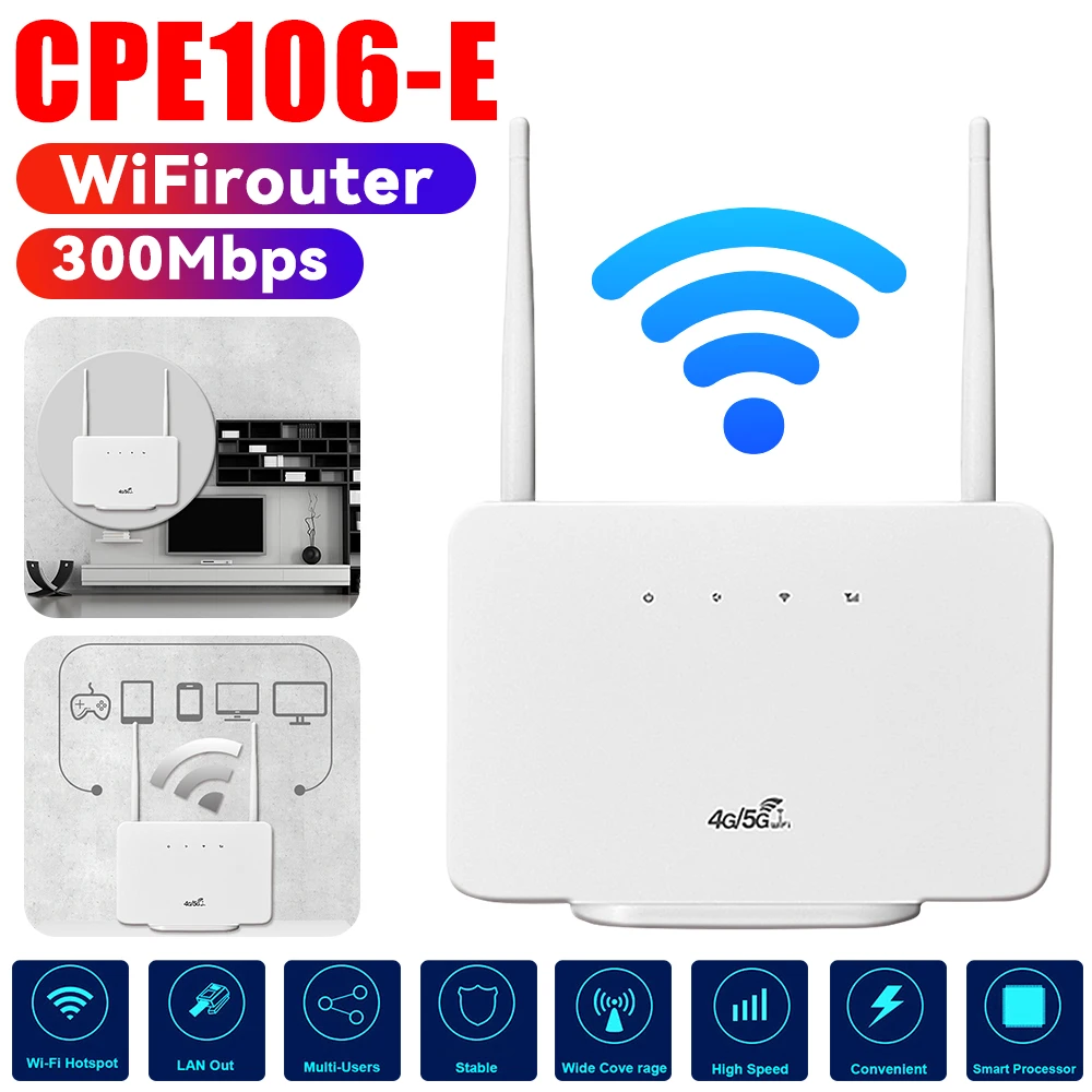 300Mbps 4G LTE WiFi Router Wireless Router Modem Externe Antenne Netzwerk Expander Outdoor Mobile Hotspot mit Sim Karte Slot Image