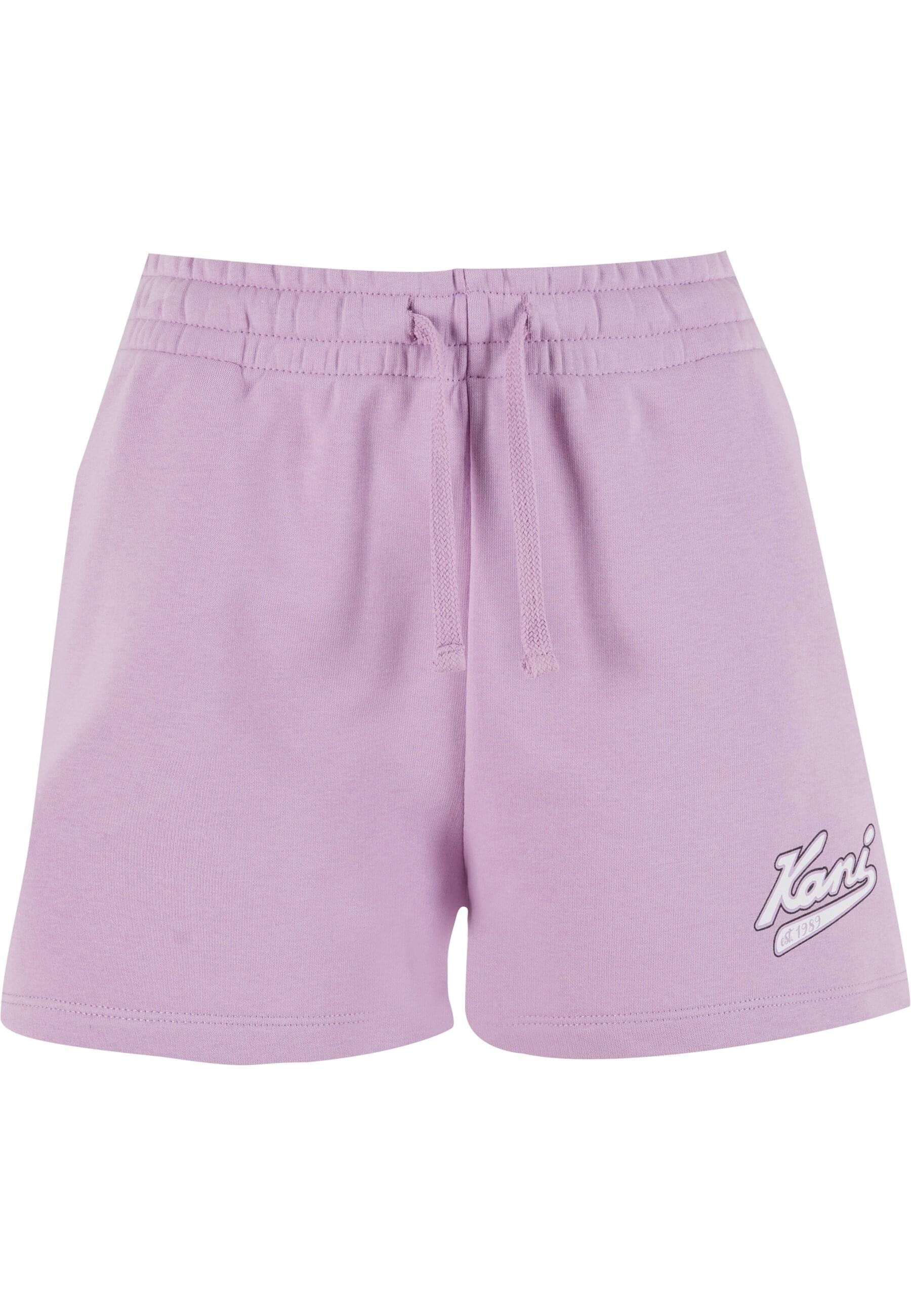 Shorts KARL KANI "Karl Kani Varsity Mini Shorts", Damen, Gr. XL, US-Größen, violet, 80% Baumwolle, 20% Polyester, normal, Hosen Shorts