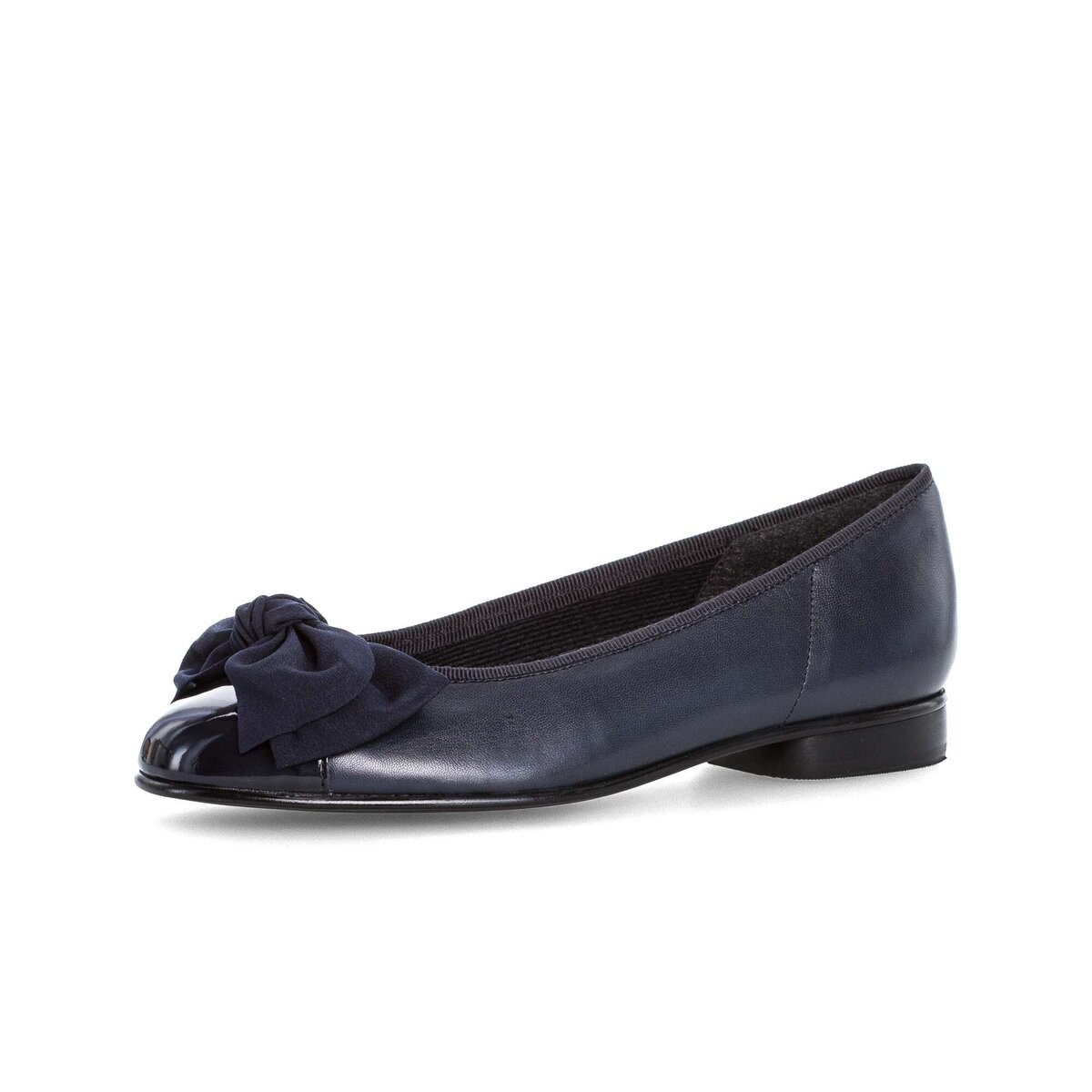 Ballerina GABOR "Eleganter Ballerina Glattleder", Damen, Gr. 38,5, blau, Schuhe Ballerina