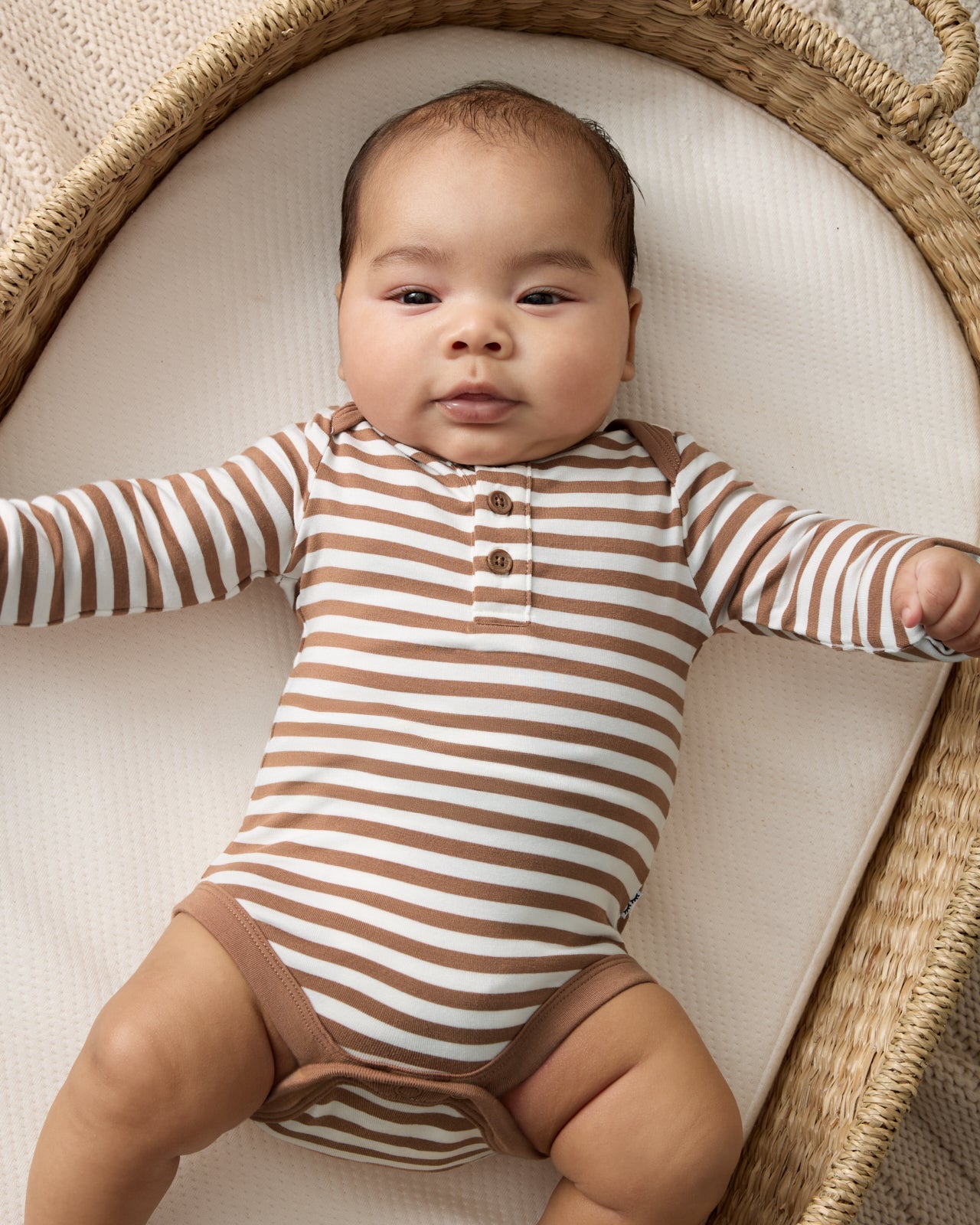 Chestnut Brown Stripe Henley Bodysuit - 6-9 months