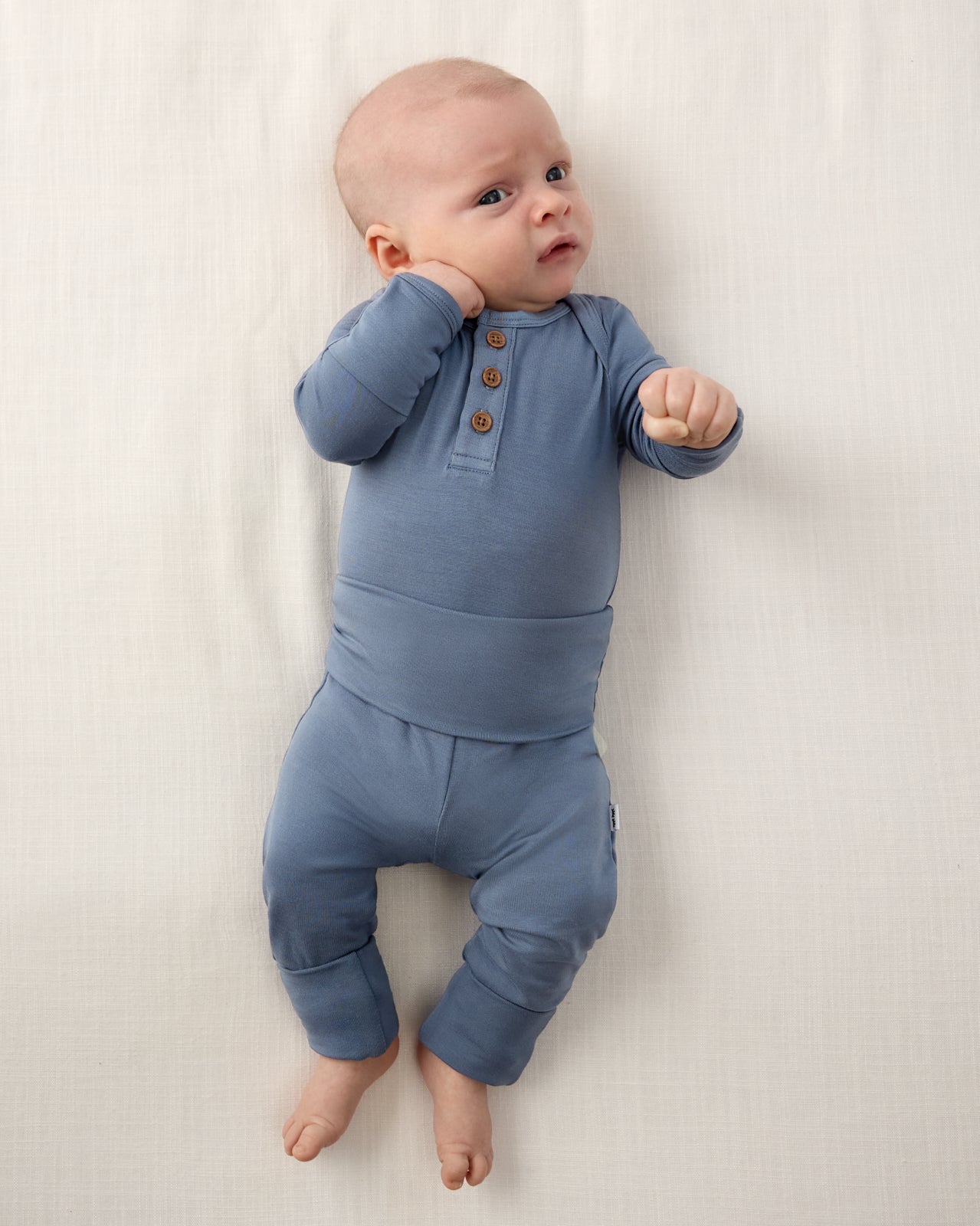 Hazy Blue Henley Bodysuit - 6-9 months