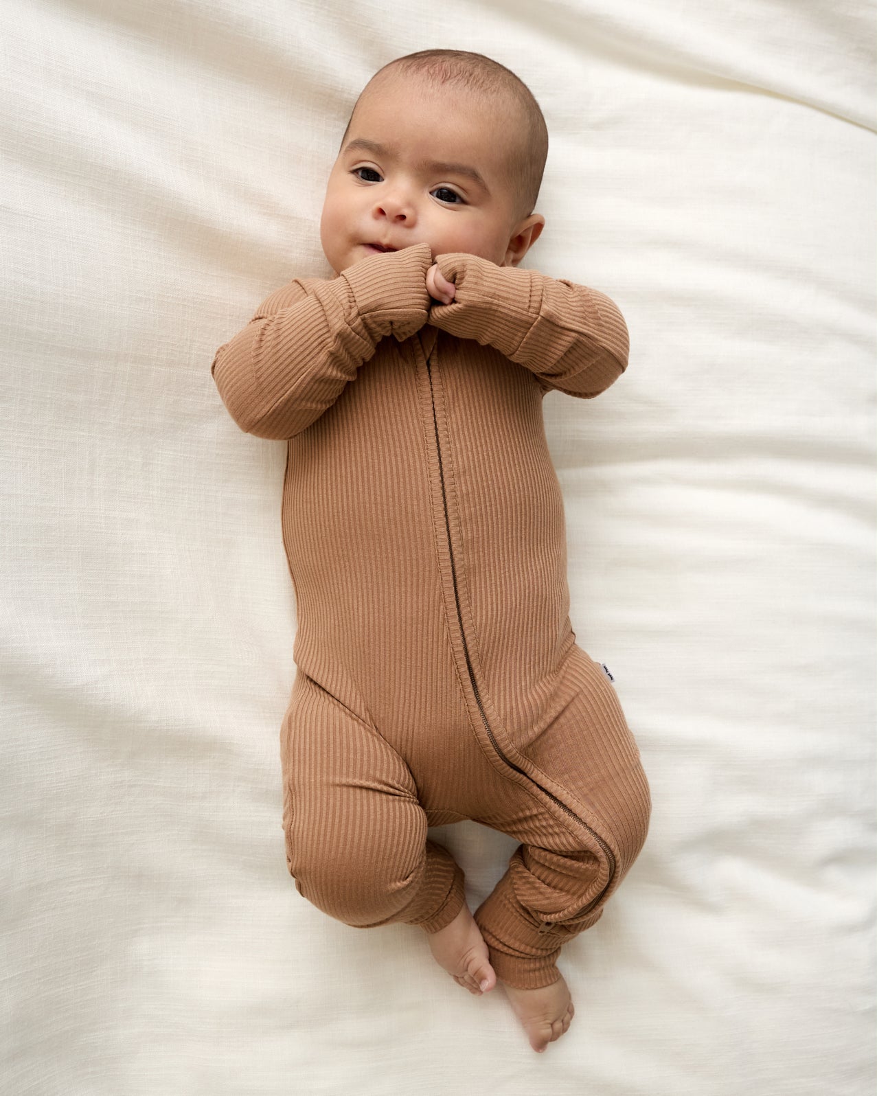 Chestnut Brown Ribbed Zippy - 3-6 months