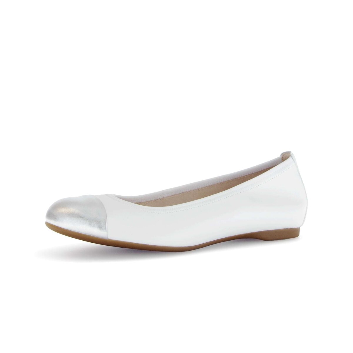 Ballerina GABOR "Eleganter Ballerina Materialmix Leder", Damen, Gr. 40,5, weiß, Schuhe Ballerina