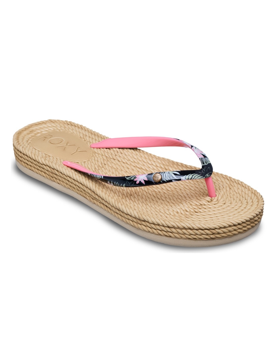 Sandale ROXY "South Beach", Damen, Gr. 10 (41), schwarz, pink, Obermaterial:Obermaterial: 98% synthetisches Tr/ 2% Metall, Futter: 100% synthetisches Tr, Laufsohle: 100% Schwammgummi;, Schuhe Sandale