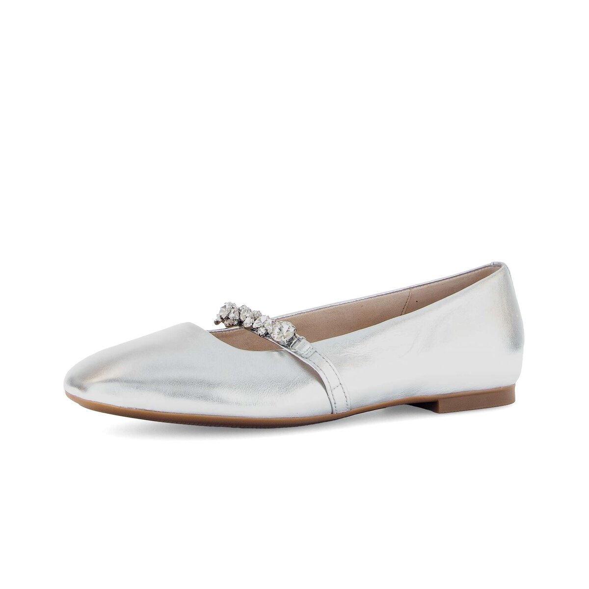 Ballerina GABOR "Eleganter Ballerina Effektleder", Damen, Gr. 41, silber, Schuhe Ballerina