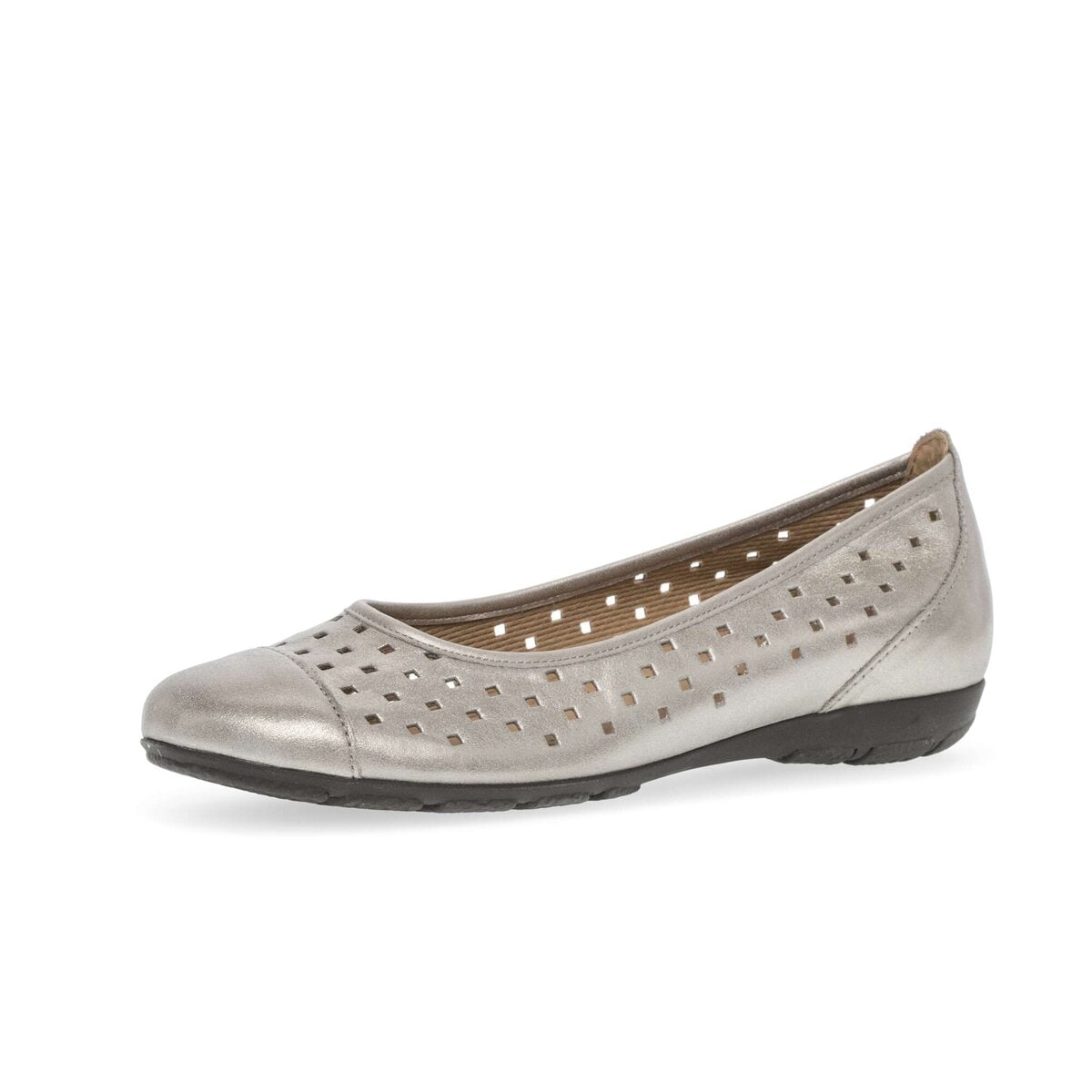 Ballerina GABOR "Sportliche Ballerina Effektleder", Damen, Gr. 46, bronze, Schuhe Ballerina