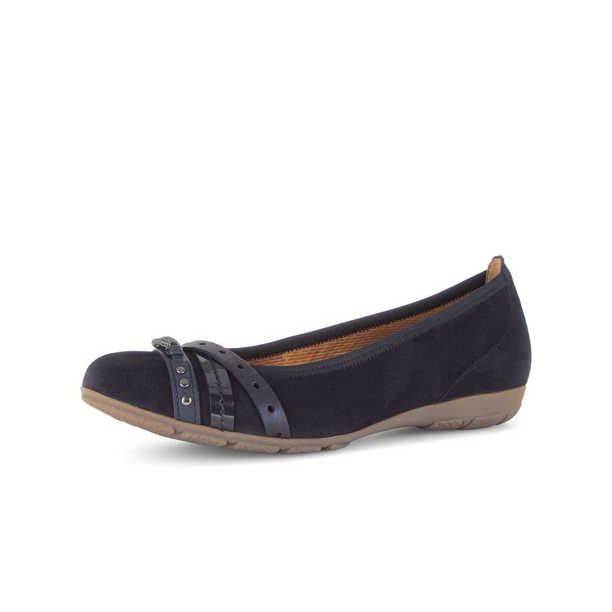 Ballerina GABOR "Eleganter Ballerina Materialmix Leder", Damen, Gr. 44, blau, Schuhe Ballerina