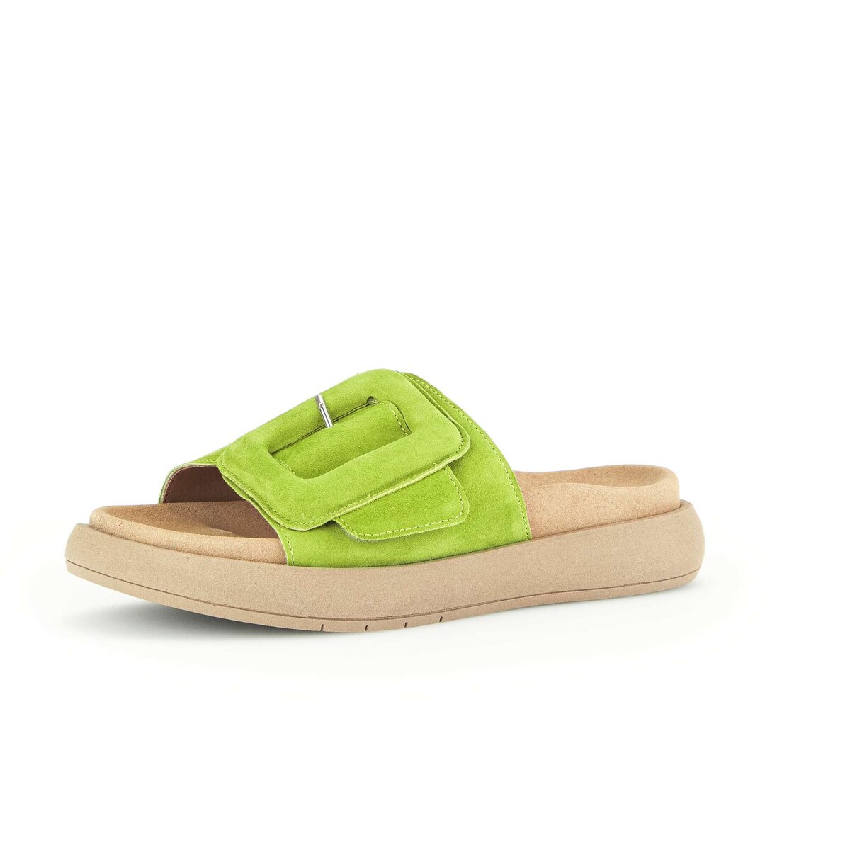 Pantolette GABOR "Pantolette Rauleder", Damen, Gr. 38, grün, Schuhe Pantolette