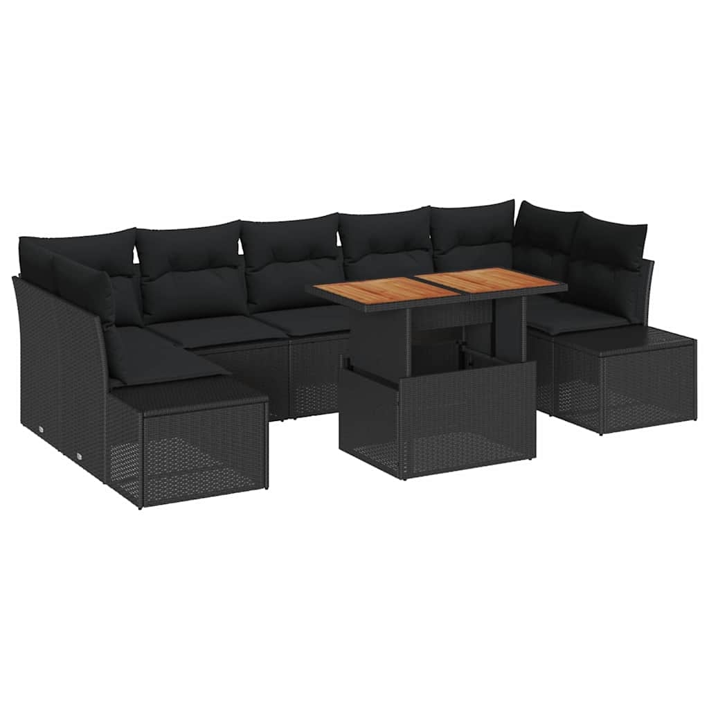 vidaXL Garten-Sofa-Set mit Speicher 8 pcs Schwarz Poly Rattan Image