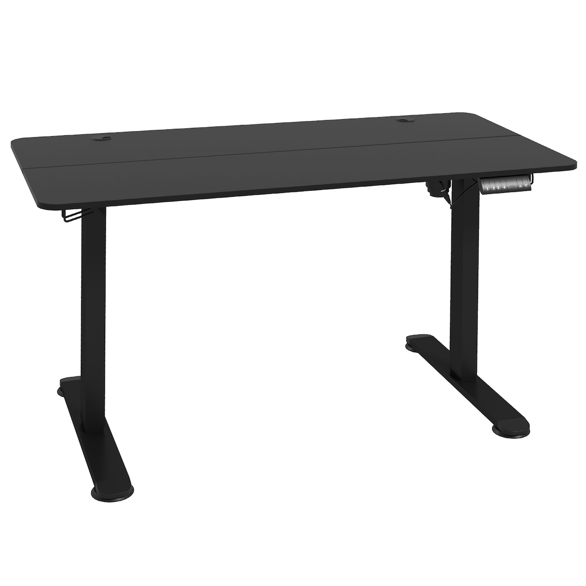 OKWISH Elektrischer Höhenverstellbarer Schreibtisch 140x70x116 cm Schwarz mit 4 Speicherplätzen Anti-Kollision Kabeldurchlässen Stahlrahmen Image
