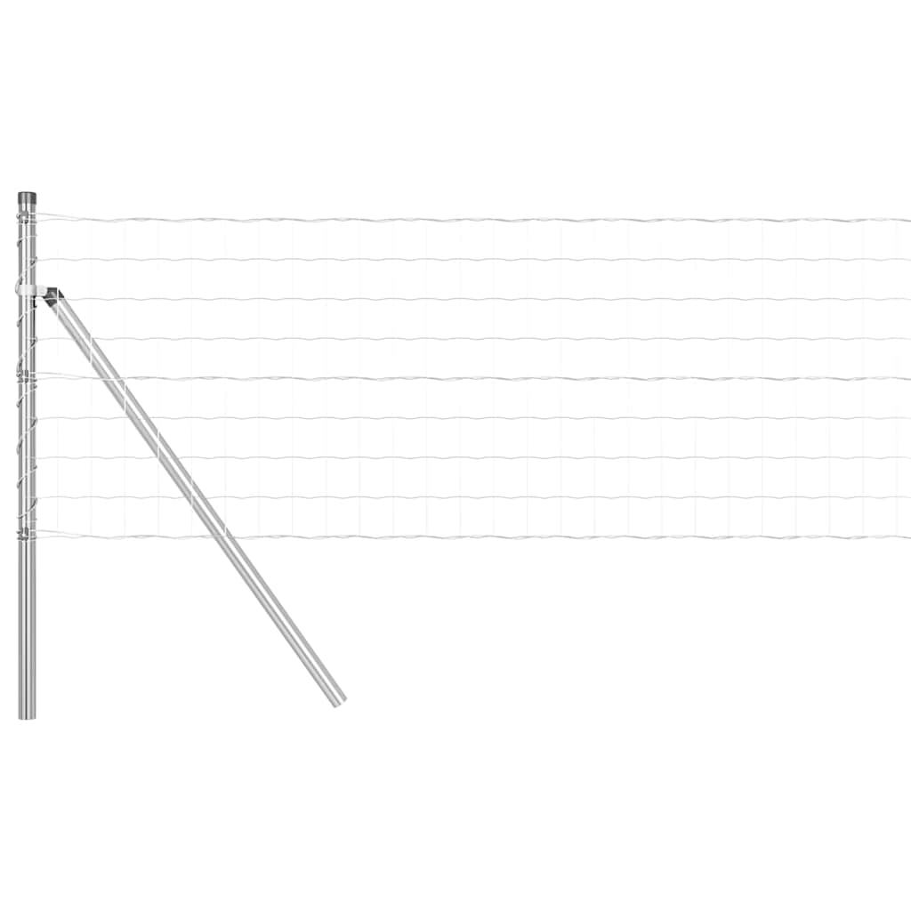 vidaXL Zaun mit Pfosten Silber 0,4 x 25 m Stahl und PVC Image