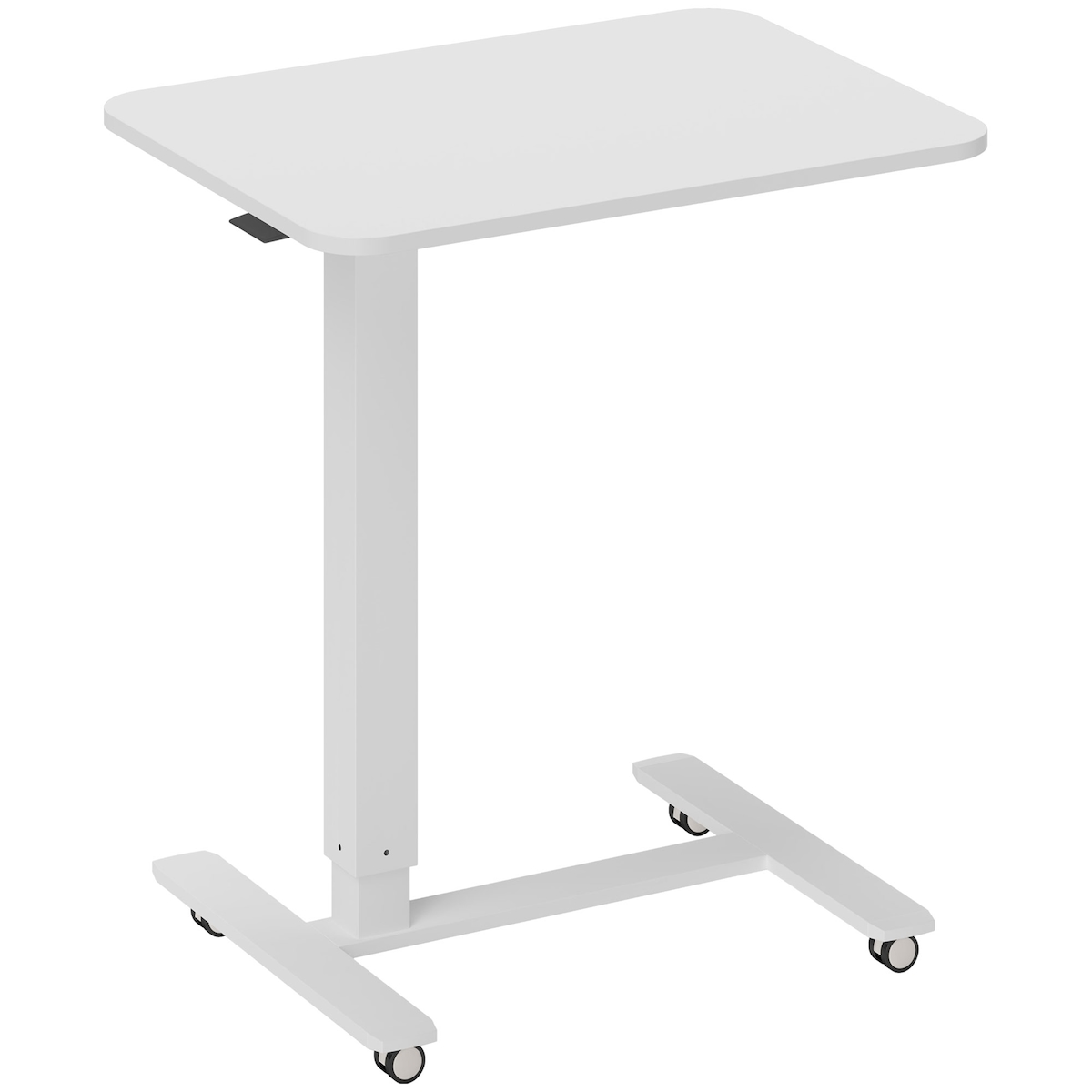 STILVORA Schreibtisch höhenverstellbar mit Rollen C Form Weiß 65x48x110 cm platzsparender Laptoptisch Stehpult mobil mit Feststellbremsen Image