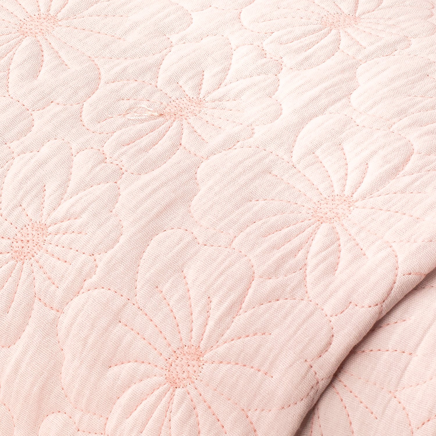Baumwoll-Steppmusselin „Blumen“, rosa