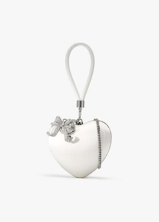 Heart Satin Clutch - White - Self-Portrait Clutches