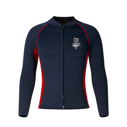 Herren Taucheranzug 3 mm Neopren-Oberteil Thermotauchjacke Einfarbig Thermik Verdickt UV-Schutz Langarm Bademode Oberteil Surfen Tauchen Schnorcheln Frühling Image
