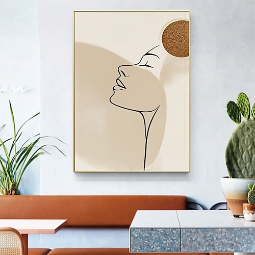 Handgemaltes Ölgemälde, abstrakt, einfache Linienführung, Frau, abstraktes Ölgemälde, Poster, Leinwand, minimalistische Wanddekoration, Kunst für Schlafzimmer, Homeoffice, Inneneinrichtung, Geschenk Image