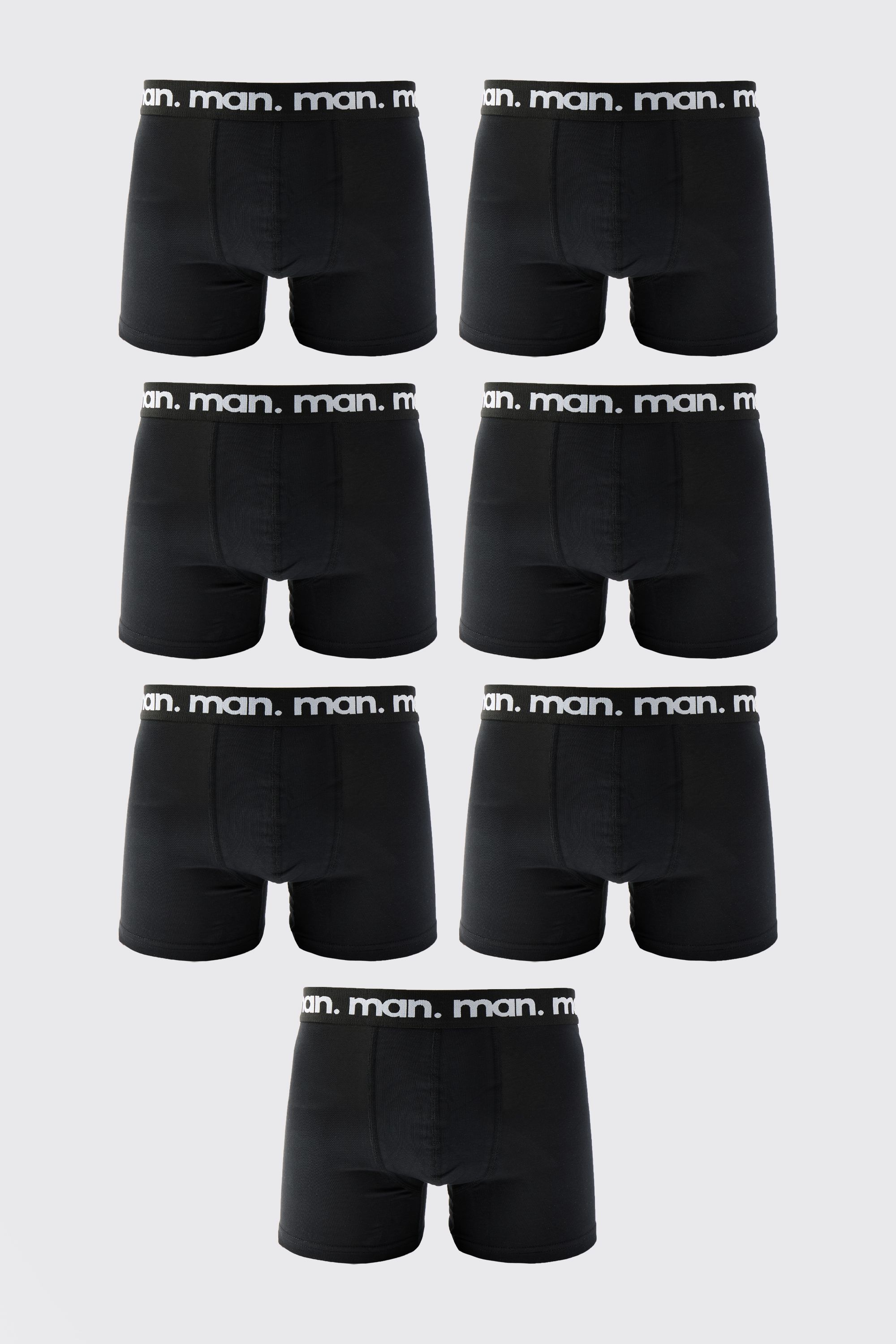 Boohooman Mens 7 Pack Man Boxers - Black Cotton - Size Small | Boohooman Sale | Discount Designer Brands