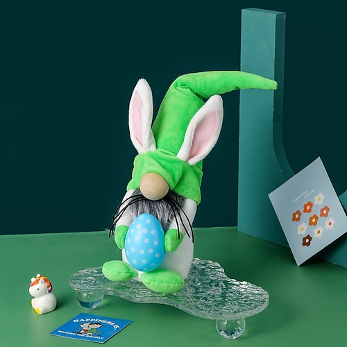Osterkörbchen Füller 3er Pack Häschen Gnome Plüsch Osterdekorationen für Zuhause Frühlings Tomte mit Hasenohren Etageren Dekor Glückliche Feiertagsornamente Oster Geschenk für Kinder Mädchen Jungen Image