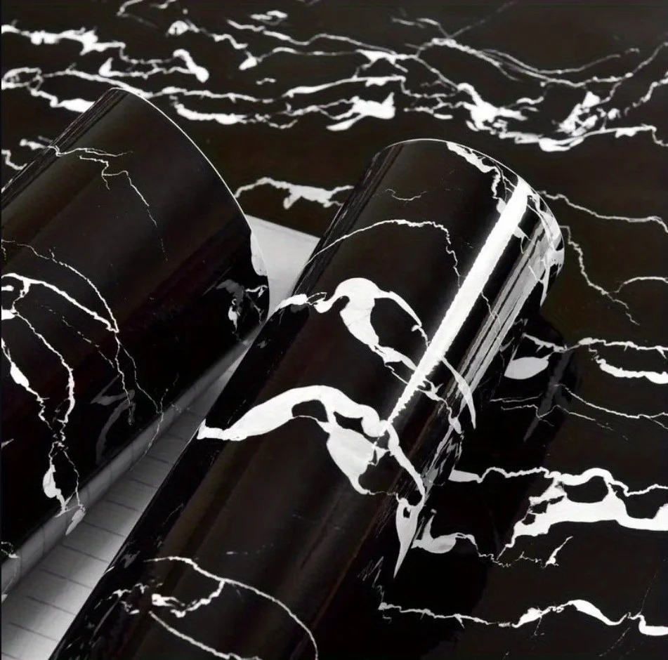 Minimalisti scher Stil PVC 3D Tapete Innen dekorative weiße schwarze Streifen Marmor Tapete wasserdicht für Küchen anwendung