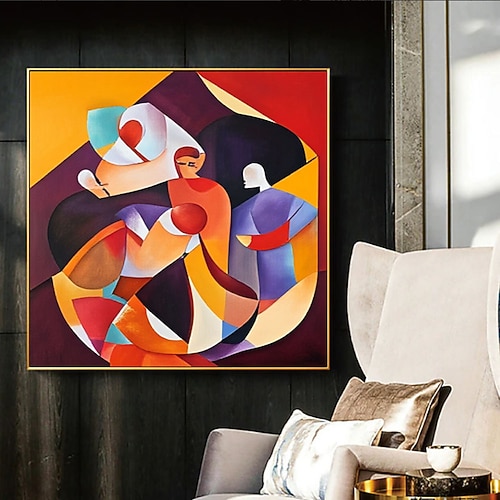 Handgefertigte Wandbilder im Picasso-Stil, modernes Kubismus-Gemälde, Picasso-Leinwandbild, großes Gemälde, Popkultur-Poster, Picasso-kubistische Wandkunst, Geschenk für neue Hausbesitzer Image