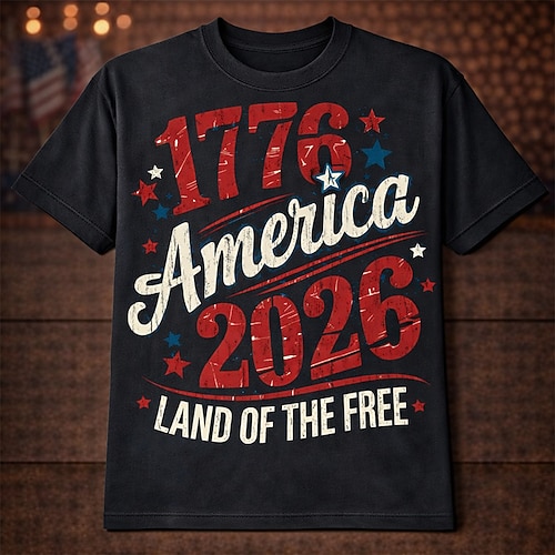 250-jähriges Jubiläum USA Patriotisch T-Shirt Grafisches T-Stück Freiheitsstatue Amerikanische Flagge Retro Vintage Patriotisch T-Shirt Ärmel 1776–2026 für Herren Erwachsene 3D-Druck für Image