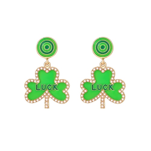 Kleeblatt-Ohrringe für Damen – aus einer Legierung, verschiedene Ausführungen, grün, St. Patrick's Day, für jeden Tag Image