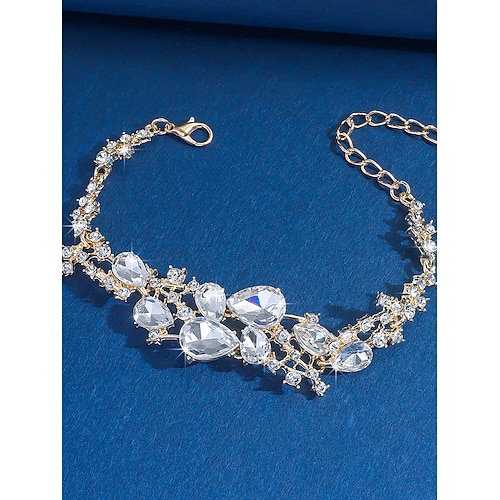 Damenarmband mit Kristall-Strasssteinen – funkelndes, verstellbares Silberarmband für Silvesterpartys, Hochzeiten und Abendveranstaltungen Image