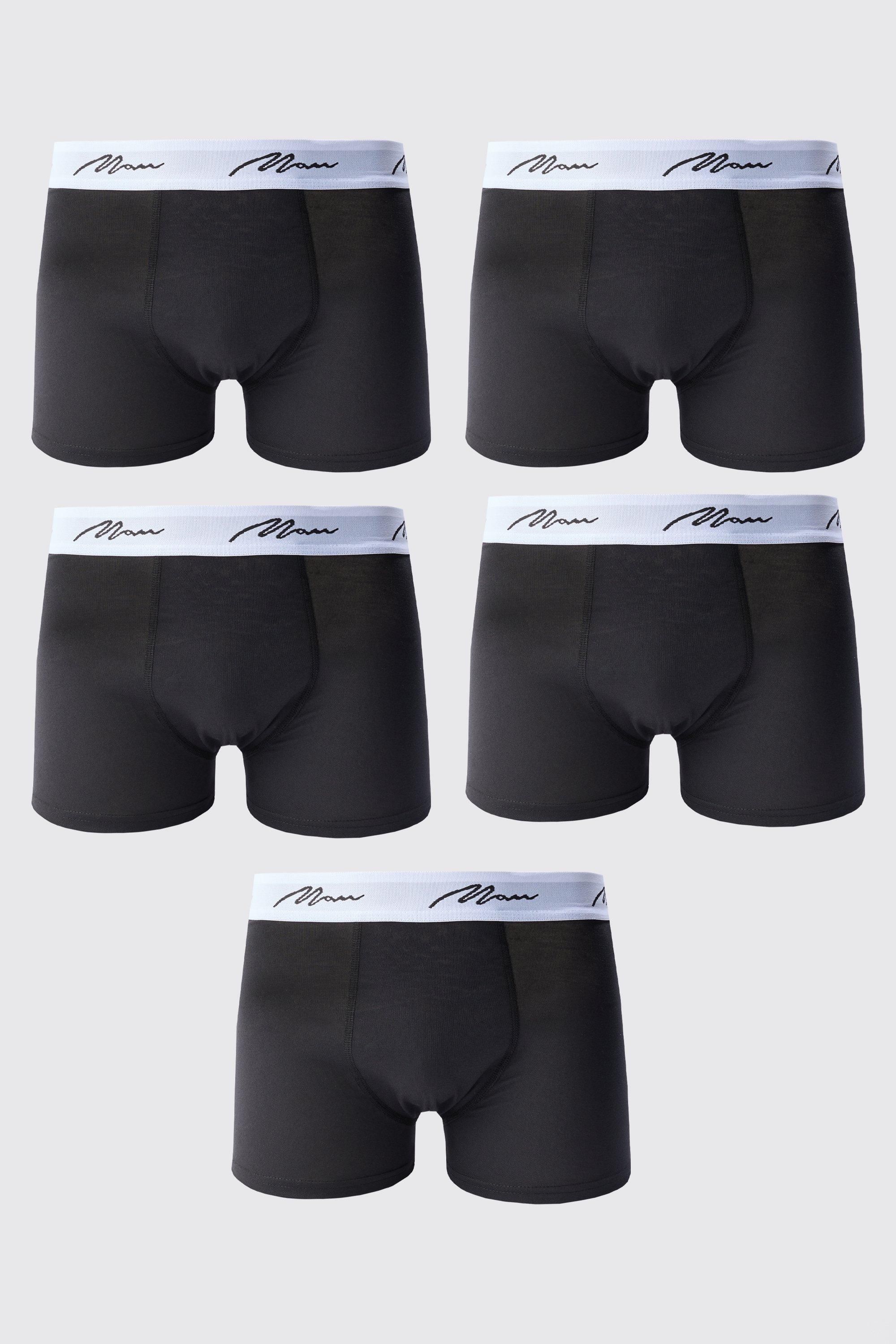 Boohooman Mens 5 Pack Man Signature Trunks - Black - Size Small | Boohooman Sale | Discount Designer Brands
