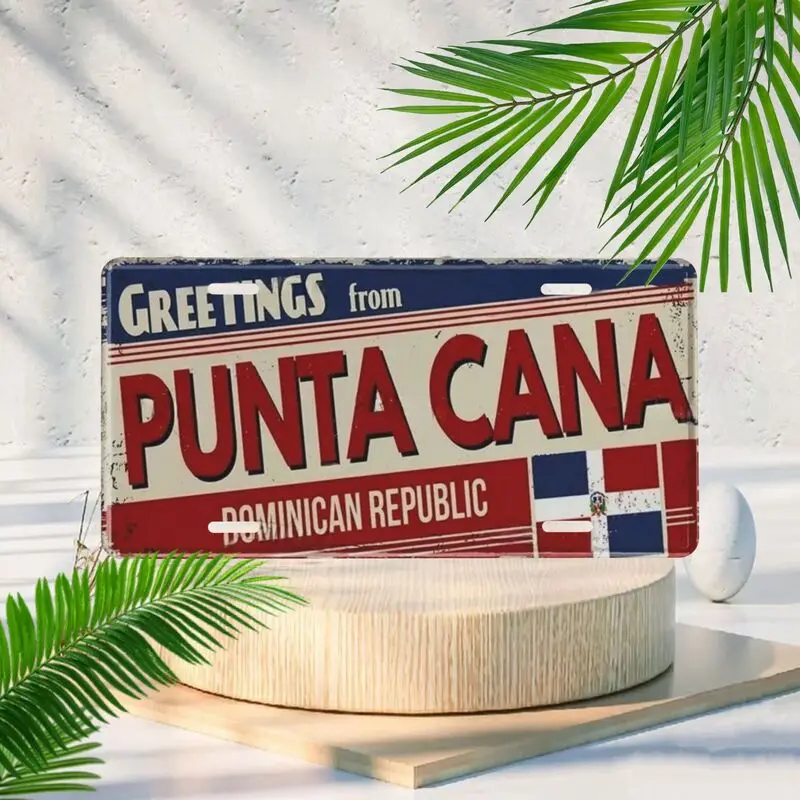 Vintage "DOMINICAN REPUBLIC" decorative license plate, car license plate, home, coffee shop, restaurant decoration Image