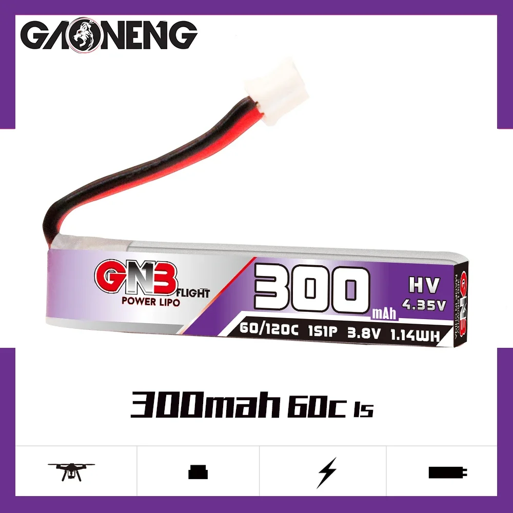 GNB 300 mAh 1S 3,8 V 60C ph2.0 Hohlbecher Miniflugzeug FPV Modell DIY Lithiumbatterie LiHV Image