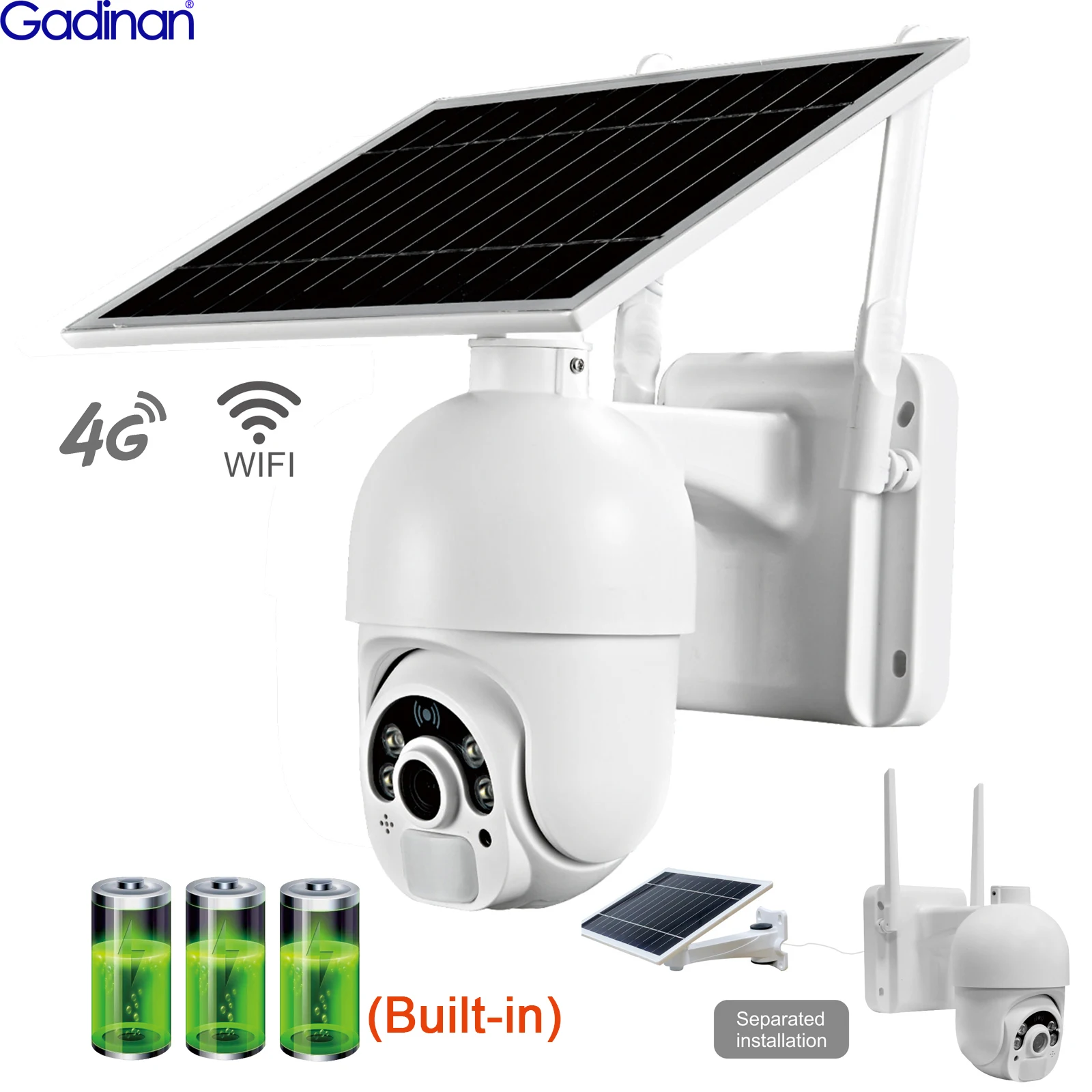 Gadinan Solar Sicherheit PTZ IP Kamera 4G /WiFi 1080P Outdoor Wireless Zwei-Weg Audio PIR Überwachung CCTV Motion Erkennung Kamera Image