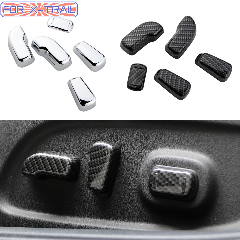 Auto Sitz Einstellung Knopf Taste Schalter Abdeckung Trim für Nissan Xtrail X-TRAIL 2014 - 2021 ABS Chrom Zubehör 5 stücke Image